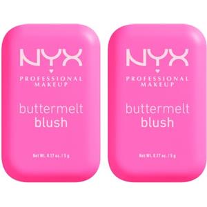 NYX Professional Makeup Buttermelt Blush Viso in Polvere Sfumabile Tenuta 12h con Burro di Mango Mandorle e Karité Tonalità My Butta Half 5g - 2 Fard