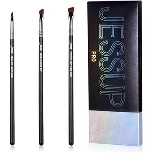 Jessup Set di pennelli eyeliner angolati, 3 pezzi Pennello eyeliner Pro Precision Pennelli trucco eyeliner liquido in gel ultra sottile con ali sottili Nero T345