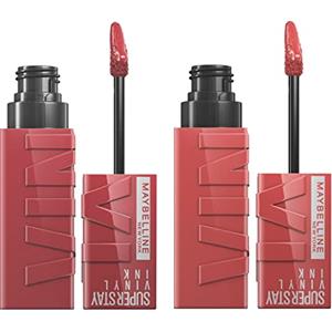 Maybelline New York SuperStay Vinyl Ink Tinta Labbra Colore Birllante 35 Cheeky + SuperStay Vinyl Ink Colore 40 Witty Finish Luminoso - 2 Rossetti con Applicatore di Precisione
