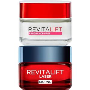 L'Oreal Paris L'Oréal Paris Revitalift Fragrance Free Crema Viso Antirughe con Probiotico e Pro-Retinolo Effetto Lifting 50ml + Crema Giorno Laser Anti-Età Rassodante Acido Ialuronico e Vitamina C 50ml - 2 Creme