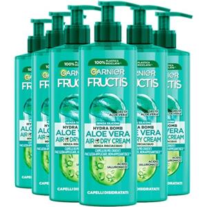 Garnier Fructis Hydra Bomb Aloe Vera Air-Dry Cream Trattamento Anti Crespo Idratante Senza Risciacquo per Capelli da Normali a Disidratati - 6 Flaconi da 400ml