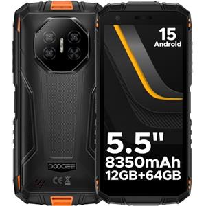 DOOGEE Fire 3 Rugged Smartphone Android 15, UNISOC SC9863A, 5.5" IPS HD+ Display, 8350mAh Telefono Indistruttibile, 12GB+64GB/2TB, 13MP+8MP Telefono Rugged, Widevine L1/Face Unlock/NFC- Arancio
