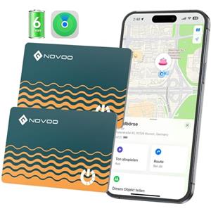 NOVOO Air Tag Card Smart Wallet Tracker Card 2 Pack Bluetooth Tag Thin 1,6 mm Durata della batteria 6 anni Compatibile con Apple Dove è? App (solo iOS) Item Finder per portafoglio, etichetta bagagli