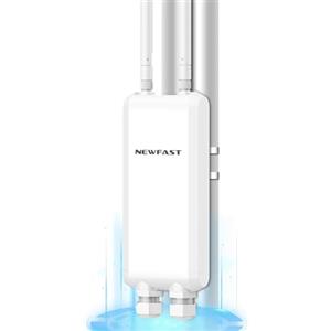 NEWFAST Ripetitore WiFi Esterno, 1200Mbps Access Point Esterno Dual Band 5GHz/2.4GHz Extender WiFi Potente con 48V PoE Power, 3*Gigabit Porta Ethernet, 2 * 5dBi Antenne, IP66, per Esterni