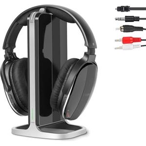 Retekess TA007 Cuffie Wireless per TV, Stazione di Ricarica Trasmettitore 2.4G, Nessun Ritardo Audio, Distanza 60m in Luogo Aperto, Cuffie senza Filo per tv, Connessione Wireless, per Casa