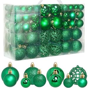 ZFYQ 100 Palle di Natale, Set di Palline per Albero di Natale, Palline Decorative da Appendere 3/4/6cm, Adatte per Alberi di Natale, Finestre, Ghirlande Natalizie, Decorazioni Natale, Verde