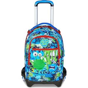 SJ GANG STYLE JAM GANG Trolley Scuola Jack 3 Ruote, Multicolore, 3 in 1, Zaino Triplo Uso con Carrello Sganciabile, 33 L, Zaino Scuola Elementare, Zaino Bambino