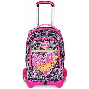 SJ GANG STYLE JAM GANG Trolley Scuola Jack 3 Ruote, Multicolore, 3 in 1, Zaino Triplo Uso con Carrello Sganciabile, 33 L, Zaino Scuola Elementare, Zaino Bambina