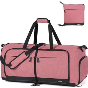 Lekesky Borsone da Viaggio Borsone Palestra Donna Uomo 80L, Borsa da Viaggio Weekend Pieghevole con Scomparto Scarpe e Tracolla, Leggero Impermeabile Borse Bagaglio a Mano per Ospedale, Fucsia