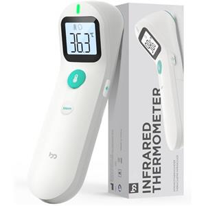 femometer family Termometro per la febbre senza contatto, termometro digitale frontale, termometro a infrarossi con lettura immediata e precisa per neonati e adulti, allarme febbre (bianco puro)