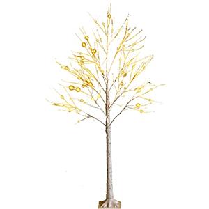COSTWAY Albero Artificiale Illuminato 120/180 cm con Rami di Betulla, Albero di Natale Bianco con Luci LED Calde e Bianche, Decorazione per Interno per Natale Pasqua