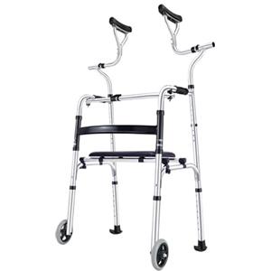 RNNTK Deambulatore per Anziani o Disabili,Girello Ascellare Altezza Regolabile,Deambulatore Ascellare Pieghevole e Regolabile in Altezza,Girello per Anziani con Seduta(B)