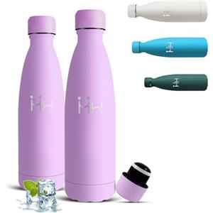 Mujigaga Borraccia- 500 ml- Borraccia Termica, Senza BPA, Borracce Acciaio Inox, Senza Perdite, Borracce Metallo, Acciaio Inossidabile 18/8, Facile da Trasportare, per Scuole, Viaggio, Palestra