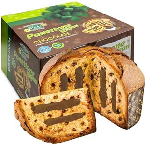 Italian Green Bakery Dolce di Natale Vegano con Crema Nocciola e Gocce di Cioccolato, 750 gr, Panettone Senza Lattosio, Panettone Senza Burro e Senza Uova, Impasto con Lievito Madre, Dolce Artigianale Made in Italy