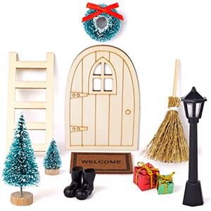 Kiiwah Kit Porta dell Elfo Gnomo di Natale, 11pcs Accessori Elfo Casetta delle Bambole di Natale per Bambini Regalo di Natale, Decorazioni Casa di Natale