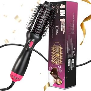 BNEHHOV Spazzola ad Aria Calda, Spazzola Asciugacapelli 4 in 1, Spazzola Lisciante per Capelli per asciugatura, lisciatura, arricciatura e volume, Volume Capelli 3 Temperature e 2 Livelli di Flusso