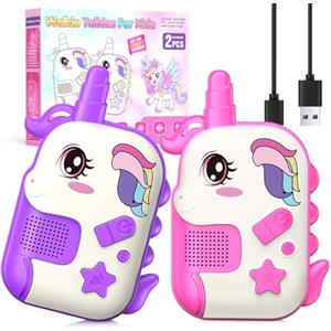 iKidiki Walkie-Talkie Bambini Ricaricabili, Giocattoli Bambina 3 4 5 6 7 8 Anni Unicorno Walkie Talkie Regalo Bimba 3-8 Anni GiochiBambino Bambina 3-8 Anni Regalo Regali di Compleanno per Ragazzi Ragazze