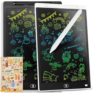 Genialba [2 Pezzi] Tavoletta Grafica LCD Scrittura Colorato 8,5 Pollici, Lavagna da Disegno Cancellabile, Regalo Bambini, Tavoletta Grafica per Giochi per 2 3 4 5 6 7 Anni (Bianco&Nero)