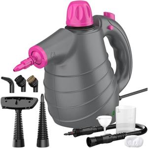 AUIFFER Pulitore a Vapore Portatile, 1050W Steam Cleaner Multiuso con 10 Accessori, 450ml, Senza Prodotti Chimici, Per la Pulizia di Grasso e Sporco, Pistola a Vapore per Pulire, Auto, Finestre e Tessuti Casa