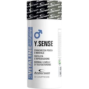 Anderson Professional Sport Supplements Anderson Y.SENSE Integratore Uomo: Energia, Libido, Testosterone e Fertilità - Stanchezza Fisica e Mentale - con Tribulus, Maca, Ashwagandha, Ginseng, Zinco, Selenio, B6-30 Compresse