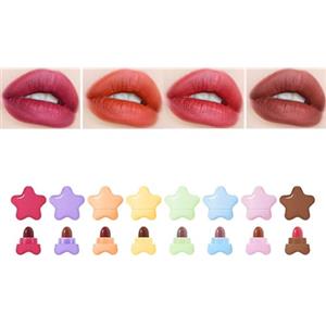 CHSEEO Set di rossetti mini stella a 8 colori, lucidalabbra opaco di velluto, Lunga Durata Impermeabile Professionale, mini rossetti confezione regalo per donne e ragazze bellezza cosmetici - D