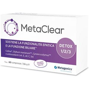 Metagenics MetaClear - Integratore Alimentare Epatica con Estratti Vegetali e Antiossidanti, 60 Compresse