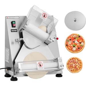 VEVOR Sfogliatrice per Pizza, Pressa Automatica in Acciaio Inox da 76,2-355,6 mm Spessore Regolabile, Macchina per Pasta Elettrica Commerciale da 370 W, 260 Pezzi all'Ora, con Coperchio