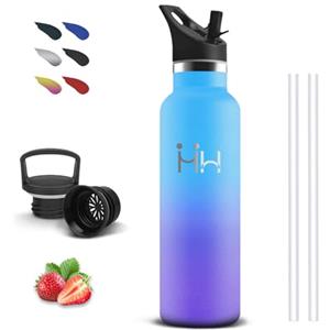 Grsta Borraccia, Borraccia Termica 500 ml, Senza BPA, Borraccie con Cannuccia, Senza Perdite, Borraccie Acciaio Inox, Doble Aislamiento, Borracce Metallo per Ufficio, Campeggio, Caffè, Viaggio, Scuole