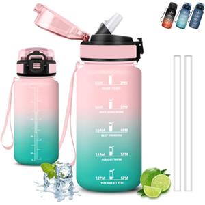 Grsta Borraccia, 500ml Borraccia Bambini, Borraccie con Cannuccia, Senza Perdite, Borraccie Motivazionale, Facile da Pulire, Borracce Acqua, Con Slogan Motivazionale, Borracce per Scuole, Campeggio, Corsa