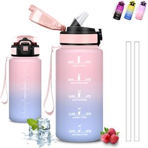 Grsta Borraccia Bambini, Borraccia 500 ml, Borracce con Cannuccia, Senza Perdite, Water Bottle Motivazionale, Facile da Trasportare, Bottiglia Graduata, Con Slogan Motivazionale, per Scuole, Ciclismo, Yoga