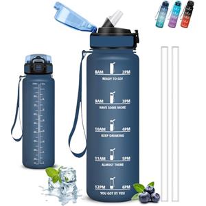 Grsta Borraccia 1 litro, Borraccia con Cannuccia, Senza Perdite, Borraccie Palestra, Facile da Pulire, Borraccie Motivazionale, Borracce con Chiusura di Sicurezza, per Fitness, Campeggio, Yoga, Viaggio