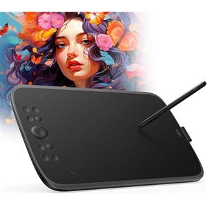 ugee M908 Tavoletta Grafica 10x6,25 Pollici, Tavola Grafica per pc con Rotella di Scorrimento e 8 Tasti di Scelta Rapida, Stilo di Nuova Generazione Senza Batteria