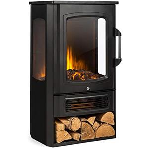 Klarstein Camino Elettrico 2000 W, Camino Finto a Riscaldamento Elettrico a Basso Consumo, Fuoco Finto LED, Spazio per Legna, Termocamino con Telecomando, Termostato e Timer Settimanale