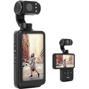 AgfaPhoto AGFA PHOTO Gimbal Realimove MC3X - Caméra Stabilisateur 3 Axes 4K Ultra HD, Écran Tactile Rotatif 3,5, 20 MP, Suivi de Visage, Vision Nocturne, Grand Angle 120°, Wi-FI, Autonomie 170 Min - Noir