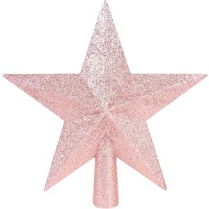 SULOLI Stella Albero di Natale,Puntale Albero Natale,3D Stella Topper per Decorazioni Natalizi con Glitter (Oro Rosa)