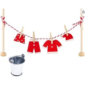 AKSXU Set di 12 stendibiancheria con gnomi, in miniatura, per porta gnomo, decorazione natalizia e casa delle bambole 1/12
