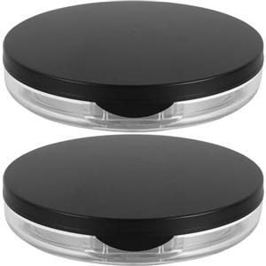 Lurrose 2 scatole vuote per cipria, contenitore per fondotinta in polvere a specchio, con contenitore per cipria, colore nero