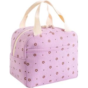 HouYa-Tec 10L Borsa Termica Porta Pranzo, Riutilizzabile Borsa Frigo Piccola Portatile, Pranzo Tote Bag, per Uomini Donne Bambini, per Ufficio Scuola Viaggi Campeggio All'aperto Picnic (fiori viola)