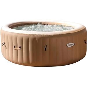 Intex 28426EX PureSpa Vasca Idromassaggio Gonfiabile Bubble Massage 4 posti 120 Getti Riscaldatore PVC Beige 196x71 cm Con Accessori 4 posti Beige