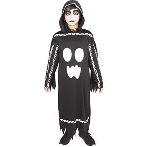 Rubie's Rubies Costume da fantasma incatenato per bambini e bambine, tunica con cappuccio stampata digitalmente, effetto fosforescente, per Halloween, feste e Carnevale