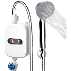 Holdes Riscaldatore elettrico - Scaldabagno elettrico senza serbatoio con display a LED 3,5 kw - Scaldabagno istantaneo elettrico 110 V - Scaldabagno senza serbatoio impermeabile elettrico per acqua calda