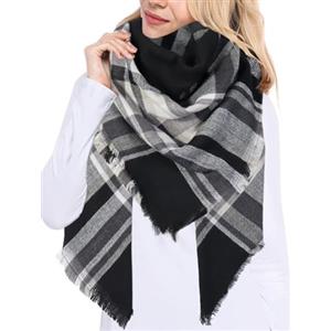 JFAN Moda Tartan Sciarpa Donna Inverno Pasmina Grandi Tartan Stole Maglia Scialle Autunno Inverno Donna Morbido Sciarpa Avvolgere Scialle Scarf Wrap Caldo Stile Quadrato