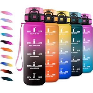 KollyKolla Borraccia 1 Litro, Bottiglia Motivazionale con Scala Temporale, con Filtro, Facile da Trasportare, a Prova di Perdite, Bottiglia Palestra per Campeggio, Corsa, Viaggio, Bicicletta, Yoga