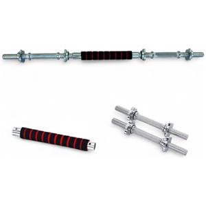 MADICKS Coppia manubri 35 cm Ø25 mm filettati + barra collegamento 30 cm | Trasforma 2 manubri in bilanciere unico | Per dischi 25 mm | Allenamento pesi, home gym, fitness, bodybuilding