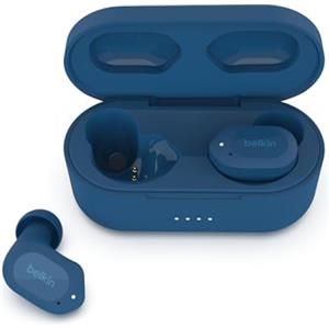 Belkin SOUNDFORM Play Auricolari true wireless,Bluetooth 3 preselezioni dell'equalizzatore,Resistenti a sudore e schizzi IPX5,38 ore riproduzione,Per iPhone,Galaxy,Pixel,Blu,19-43",180°,AUC005btBL