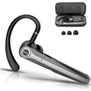 Atheewon Auricolare Bluetooth Singolo con CVC8.0 e ENC Doppio Microfono V5.4 Auricolari Bluetooth con 25 Ore Di conversazione, 180 Ore di Standby, Cuffie con Gancio Girevole per Guida/Lavoro/Ufficio, Nero