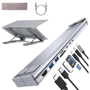 Umaniy Supporto PC Portatile, 8 in 1 Docking Station USB C Laptop Stand Hub USB C HDMI 4K@30Hz, PD 100W, Dock Station Multiporta Adattatore USBC Compatibile con MacBook Pro/Air, Tablet, ipad, Notebook