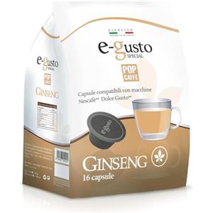 Generico 32 POP CAFFE GINSENG Capsule compatibili con Dolce Gusto - POP CAFFE E-GUSTO Ginseng solubile compatibile con Macchine Nescafè Dolce Gusto - 2 Sacchetti da 16 - (32, GINSENG)