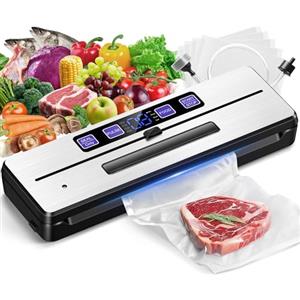 LanBlu Macchina Sottovuoto Alimenti con Doppia Sigillatura a Caldo, 7 in 1 Macchina Sottovuoto Professionale Fino a 8 Volte Più Freschi, 80KPA Sigillatrice Sottovuoto per Alimenti Secchi che Umidi