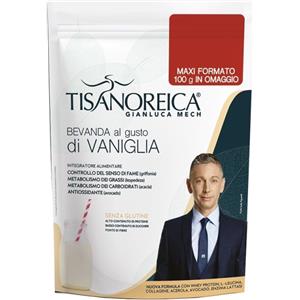 GIANLUCA MECH Tisanoreica Bevanda al Gusto di Vaniglia 500g - Integratore Alimentare Senza Glutine, Alto Contenuto di Proteine e Basso Contenuto di Zuccheri
